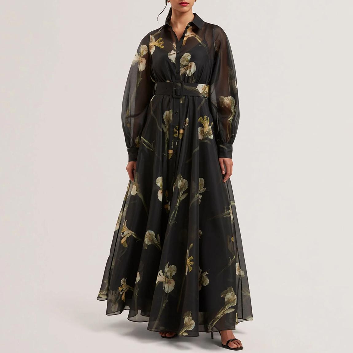 Black Liorral Printed Organza Maxi Dress main product photo