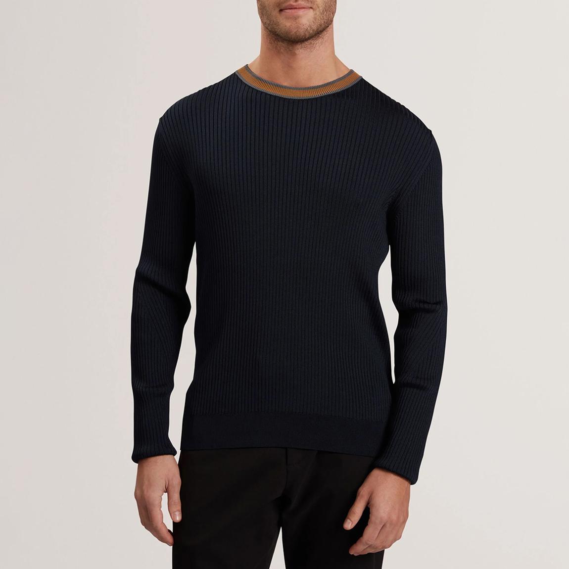 Navy Rib Knit Nayor Long Sleeve Top main product photo