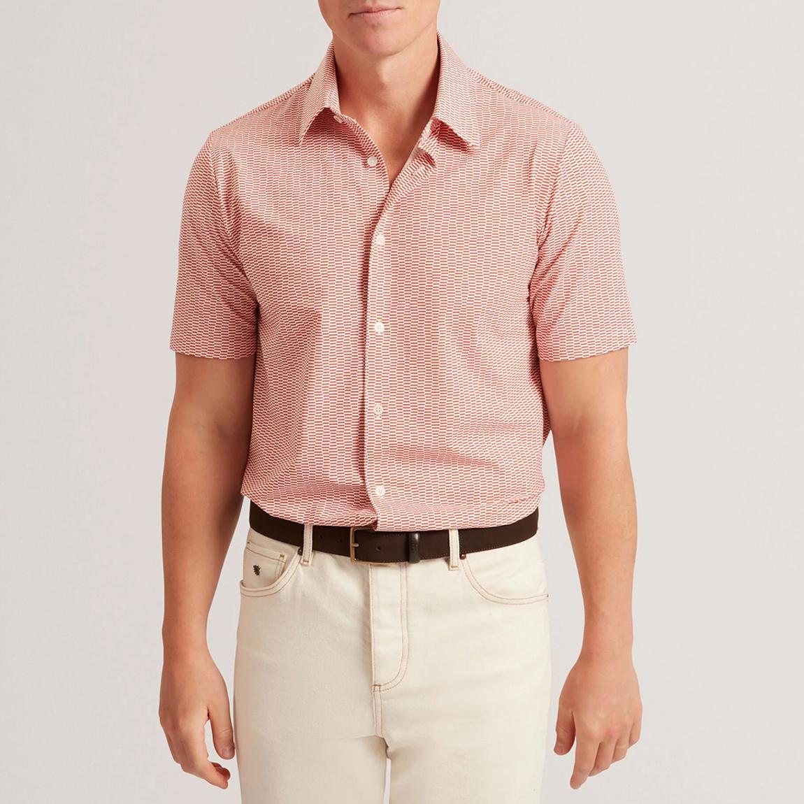 Orange Geo Print Waveys SS Regular Shirt main product photo