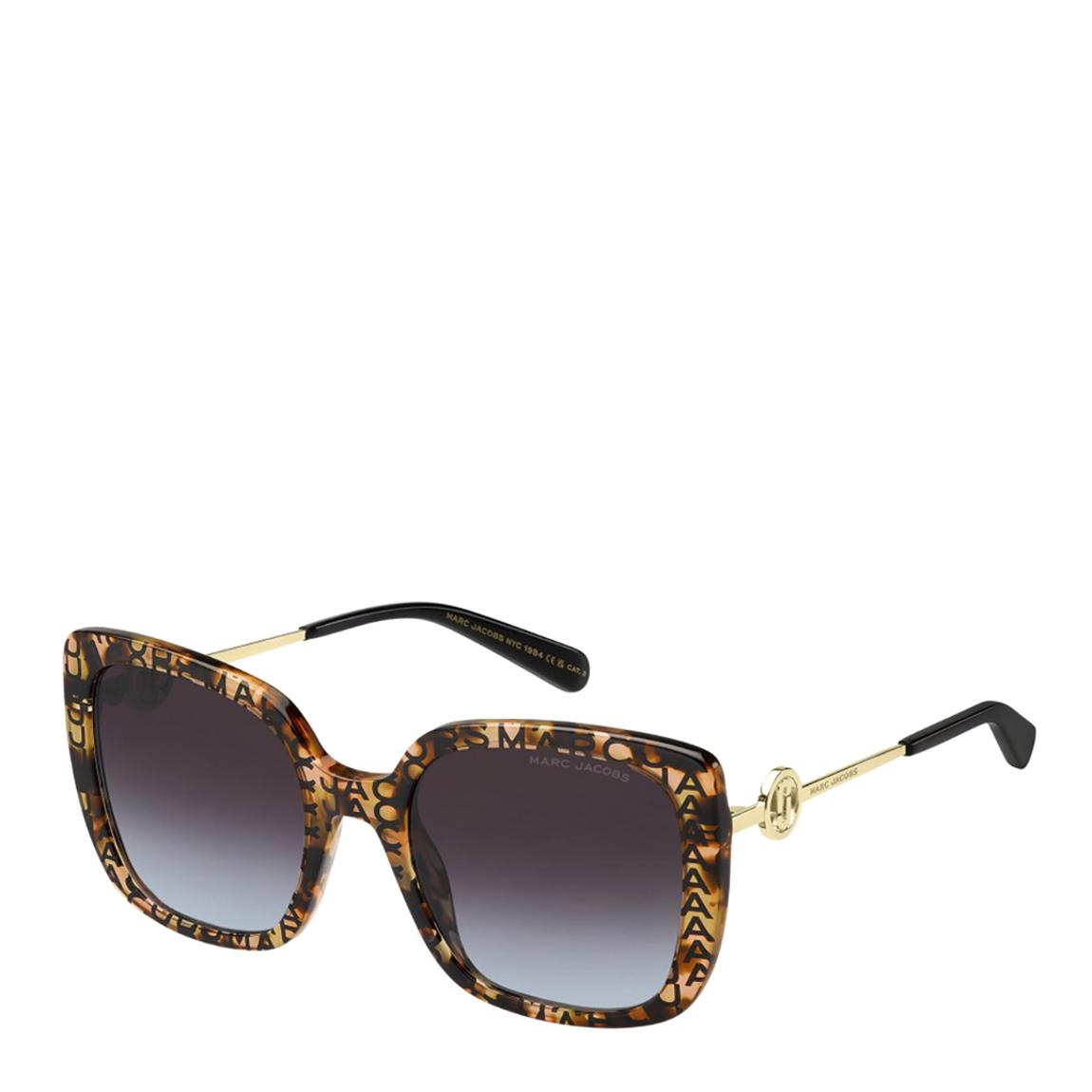 Women's Marc Jacobs Pattern Havana Brown / Teal Square Sunglasses 55mm main product photo