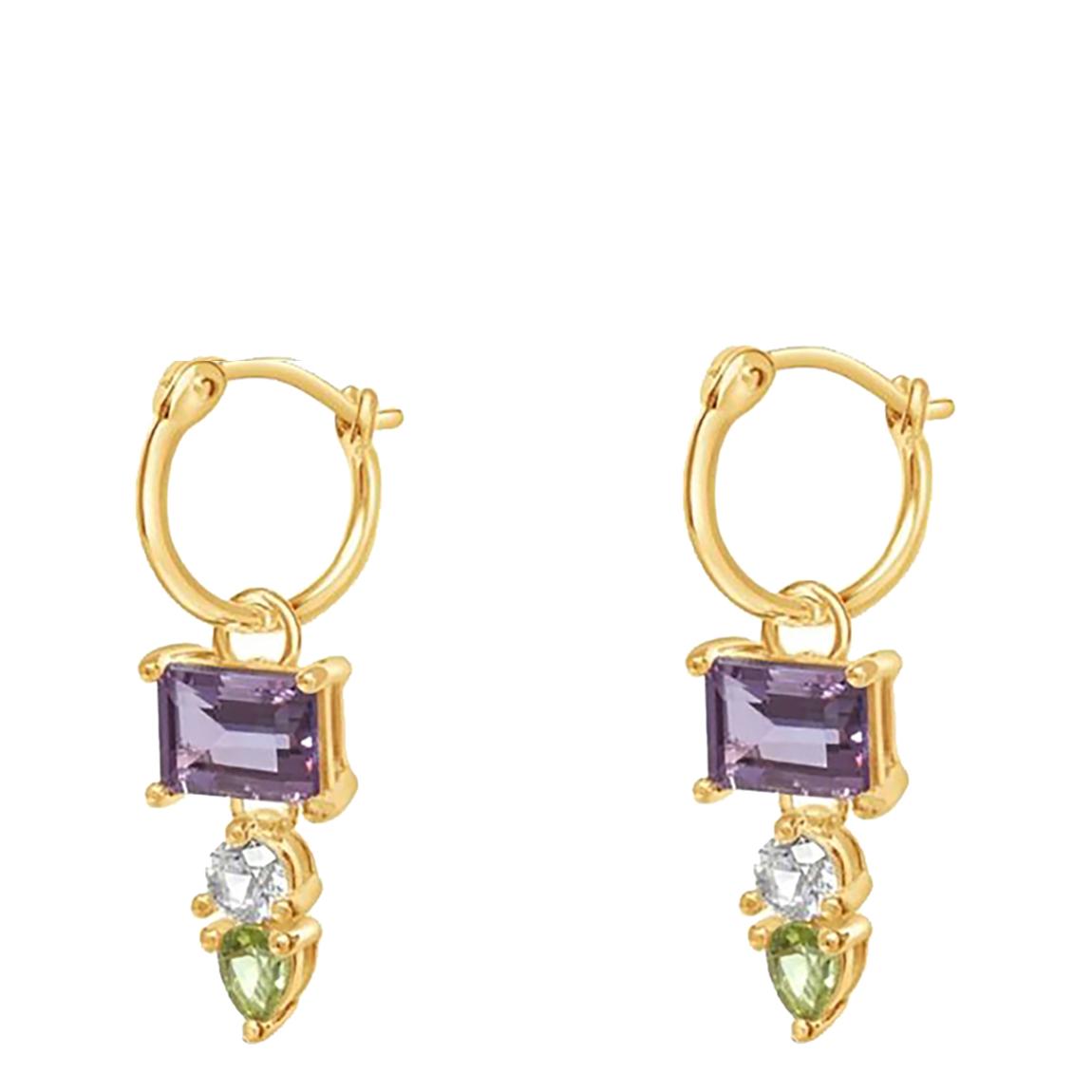 Multi-Coloured Suffragette Gem-Drop Earrings main product photo