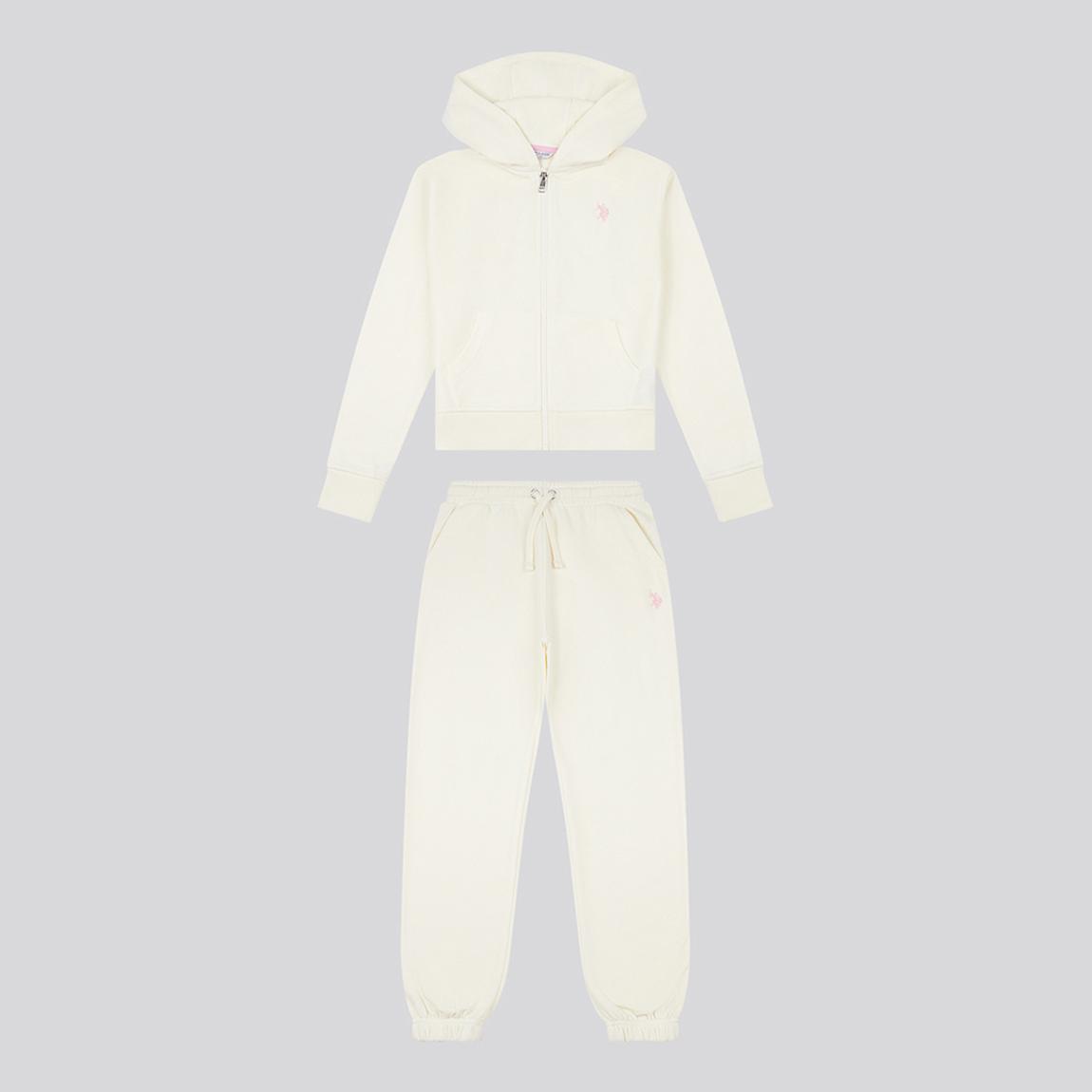 Girl's Cream Zip Hood & Relaxed Jogger Set main product photo