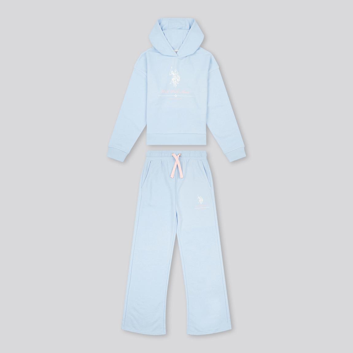 Girl's Light Blue Graphic Hoodie & Wide Jogger Set main product photo