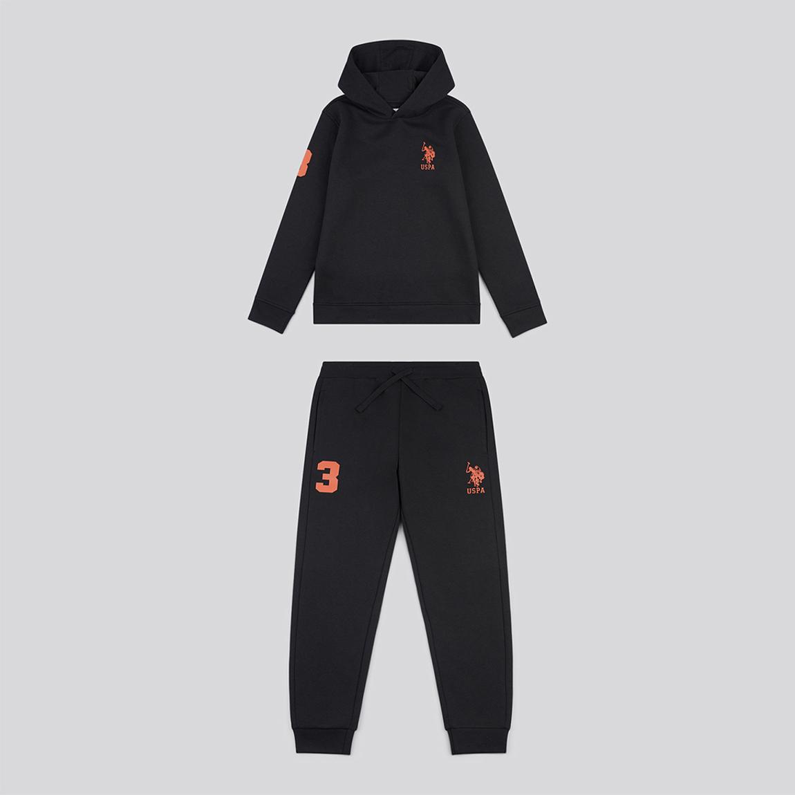 Boy's Black Player Patchwork Hoodie and Jogger Set main product photo