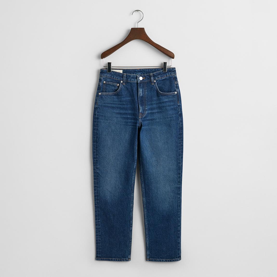 Dark Blue Straight Cropped Stretch Jeans main product photo