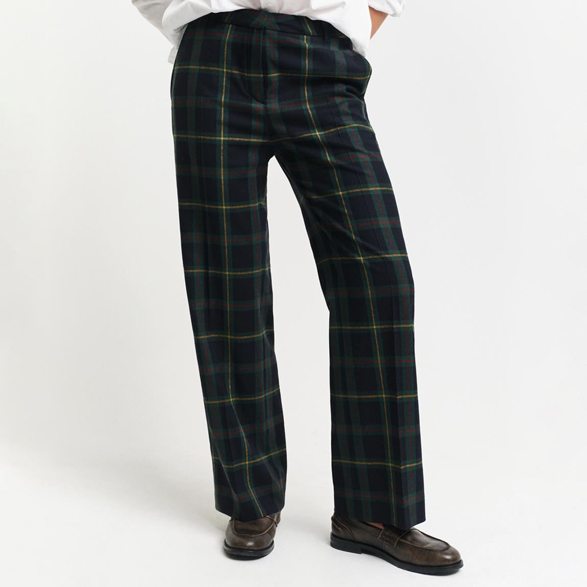 Navy Straight Checked Suit Trousers main product photo
