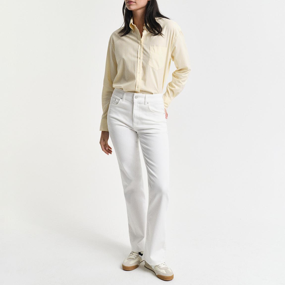 White Slim Flared Stretch Jeans main product photo
