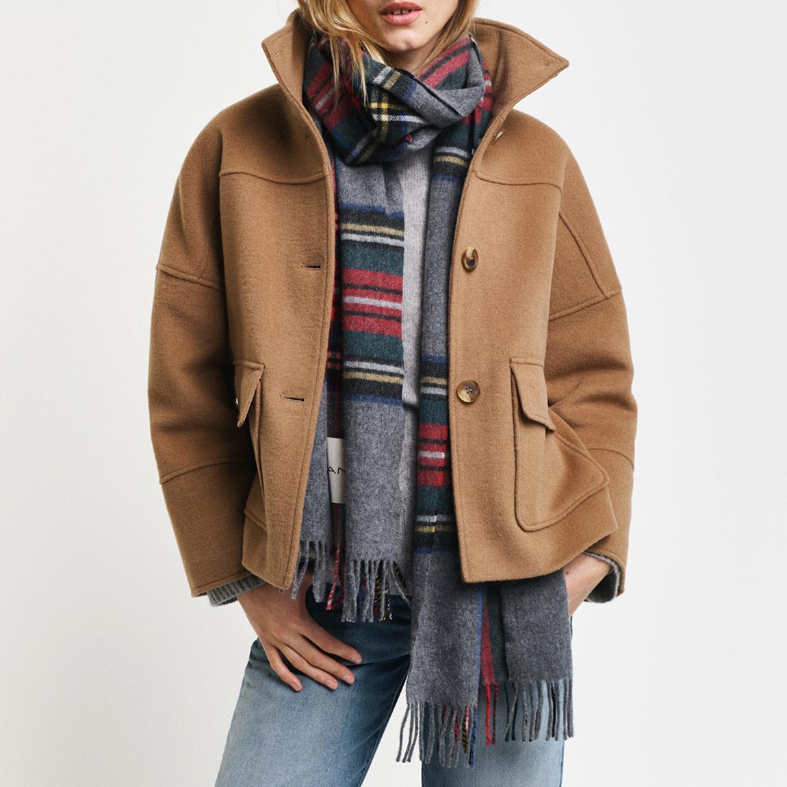 Gant Camel Crop Cashmere-Wool Blend Jacket - BrandAlley