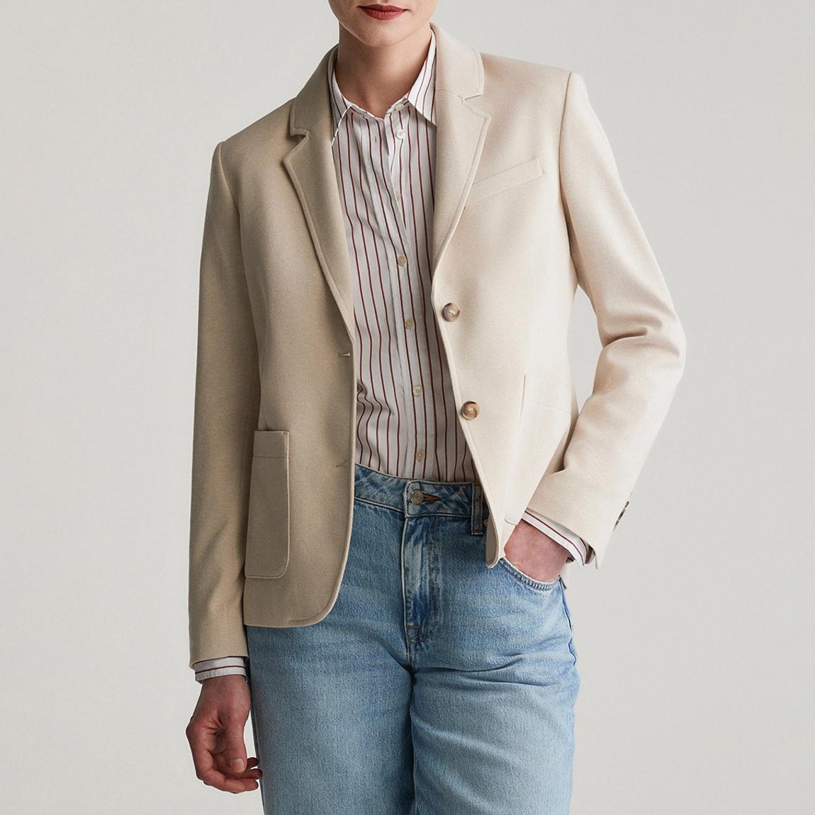 Cream Slim Pique Blazer main product photo