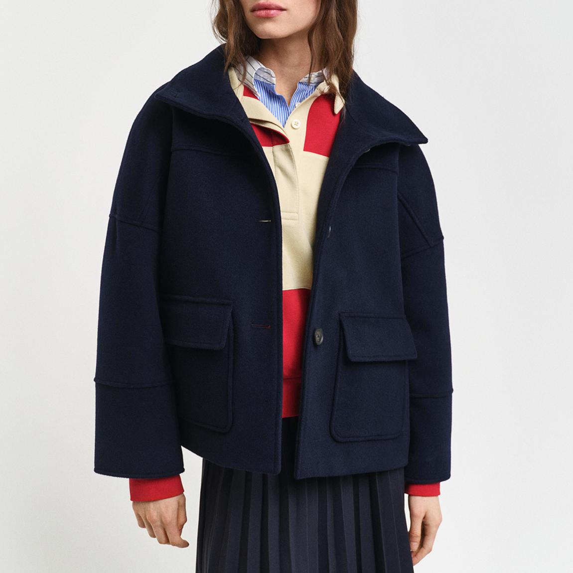 Navy Crop Cashmere-Wool Blend Jacket main product photo