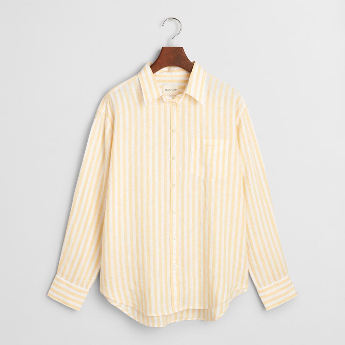 Yellow Relaxed Striped Linen Shirt main product photo