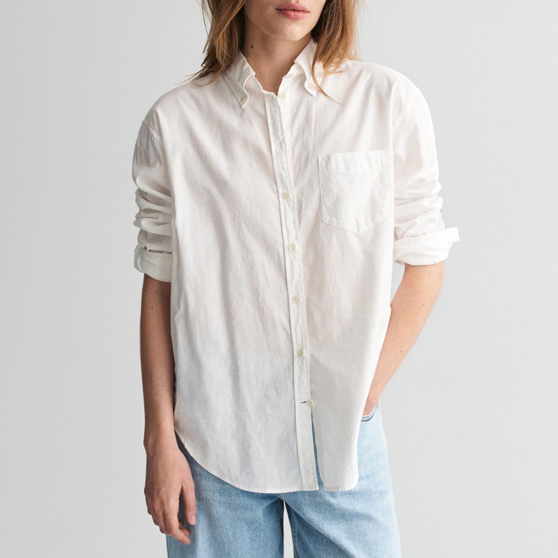 White Relaxed Luxury Oxford Shirt main product photo