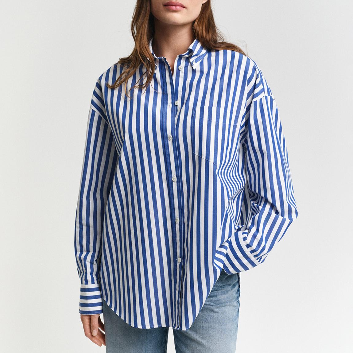 Blue Oversized Striped Classic Poplin Shirt main product photo