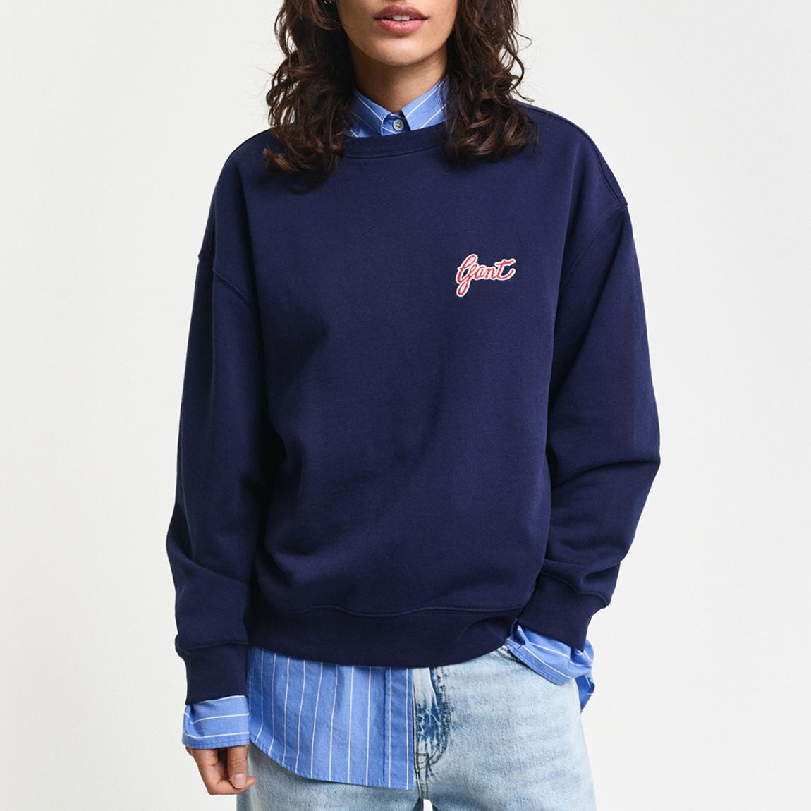 Navy Script Graphic Sweatshirt main product photo