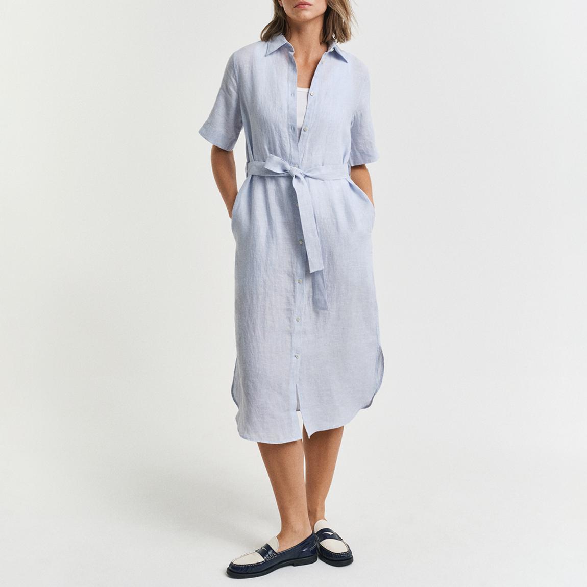 Pale Blue Linen Shirt Dress main product photo