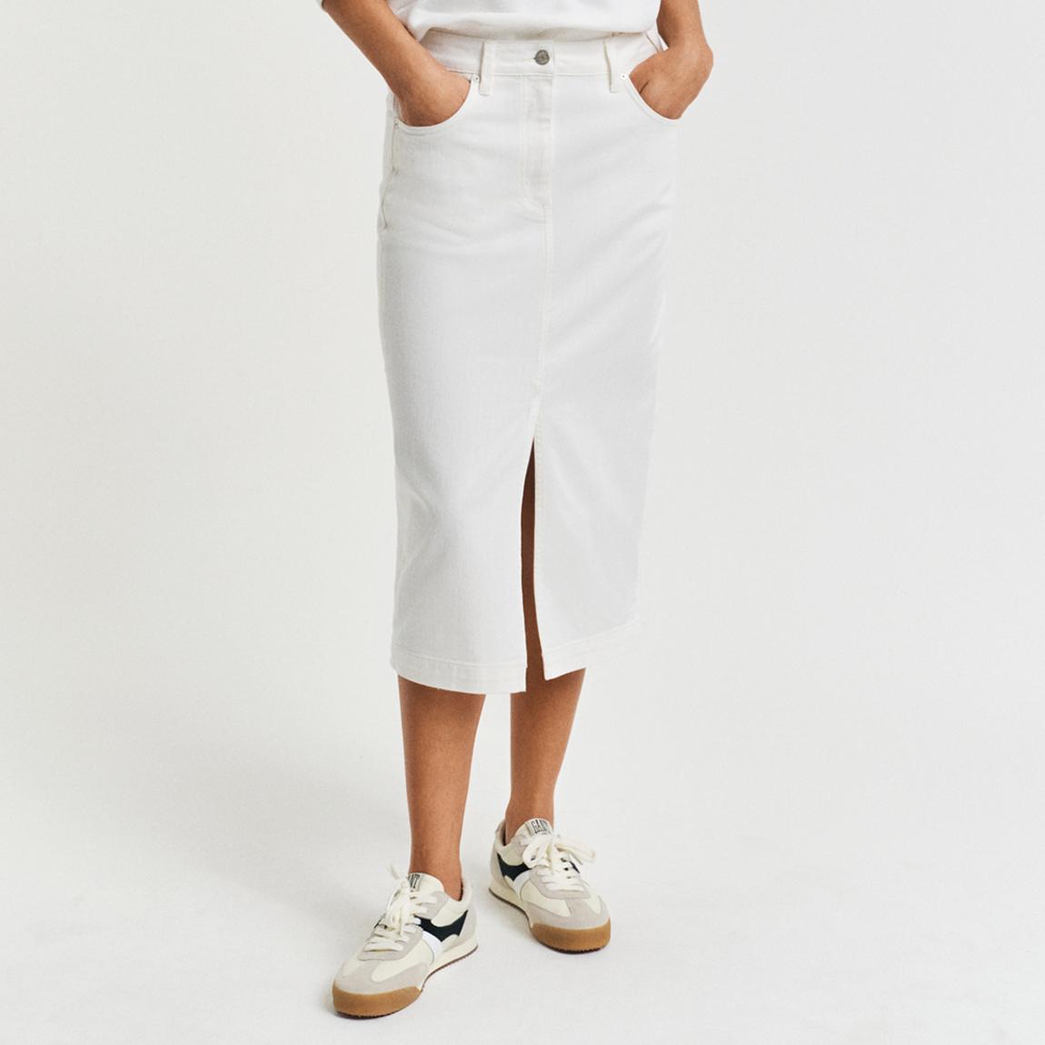 White Stretch Midi Skirt main product photo
