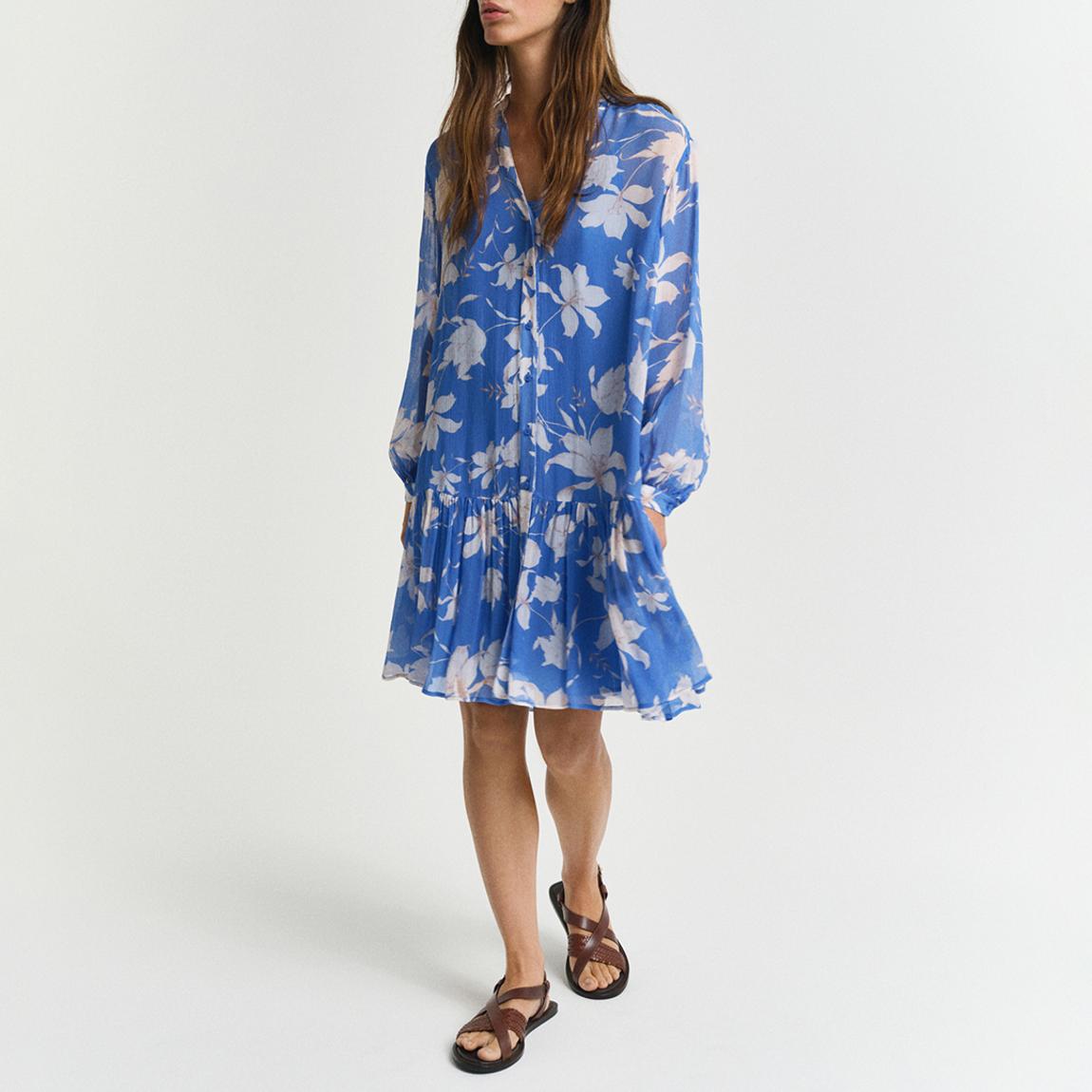 Ocean Blue Sheer Printed Dress main product photo