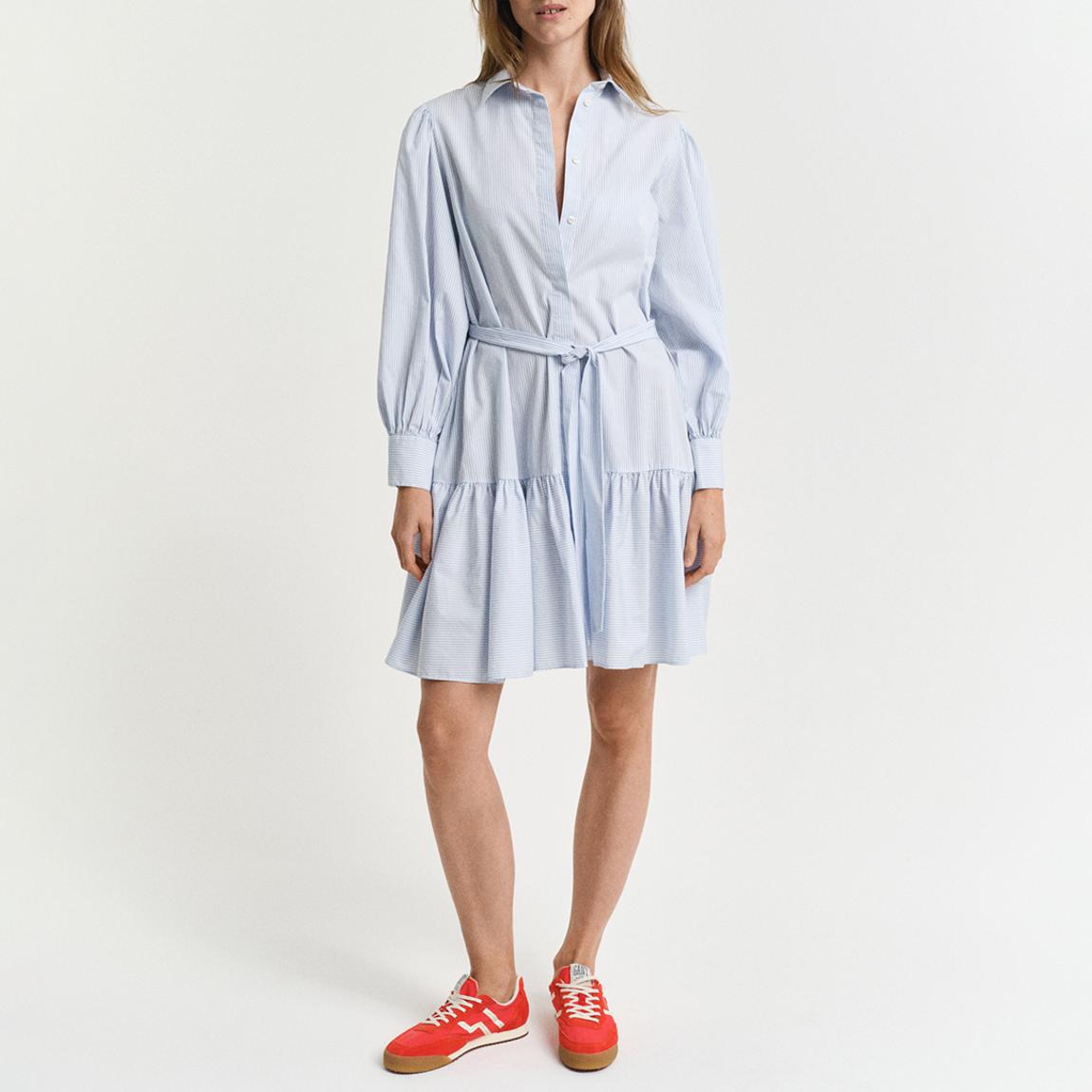 Pale Blue Poplin Striped Dress main product photo