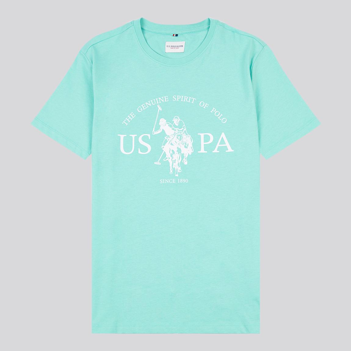 Blue USPA Printed Graphic Cotton T-Shirt main product photo