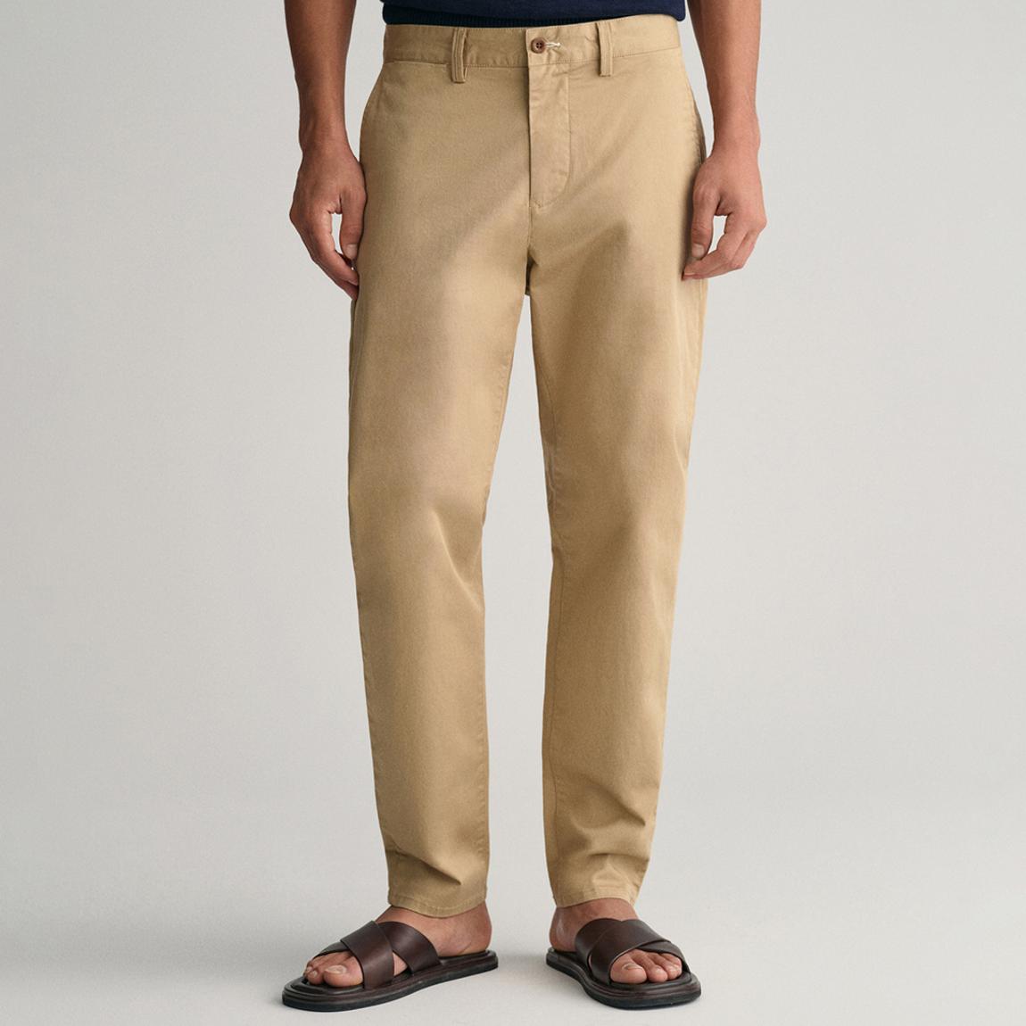 Camel Tapered Cotton Twill Chino Trousers main product photo