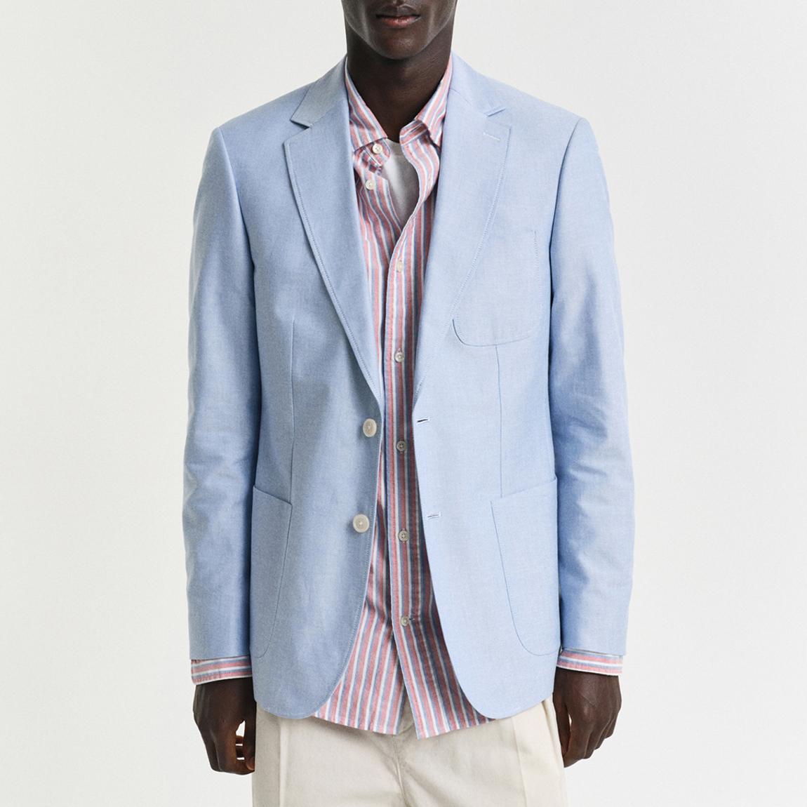 Light Blue Slim Oxford Cotton Blazer main product photo