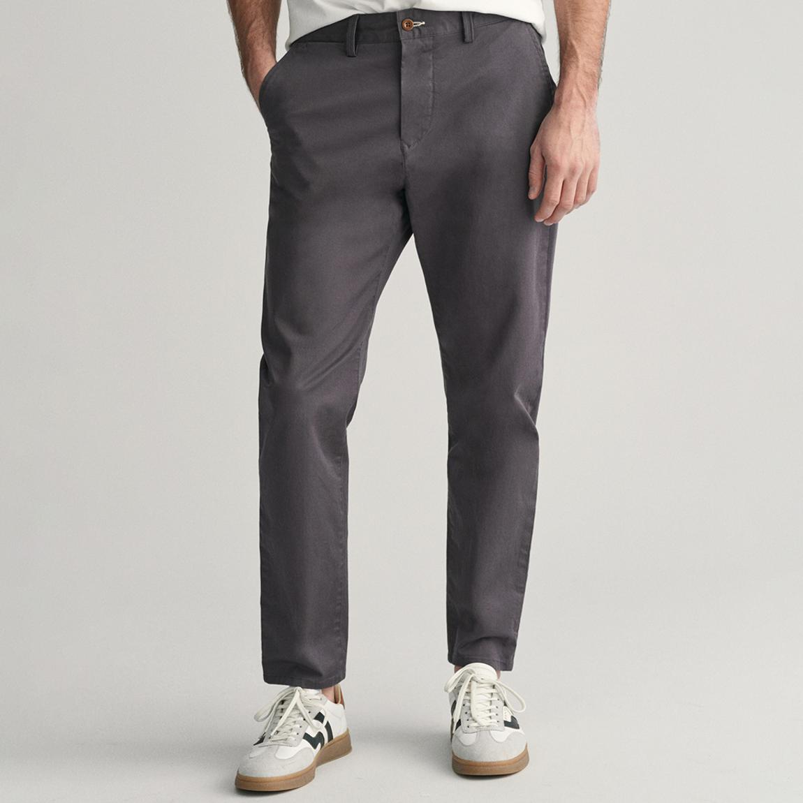 Grey Tapered Cotton Twill Chino Trousers main product photo
