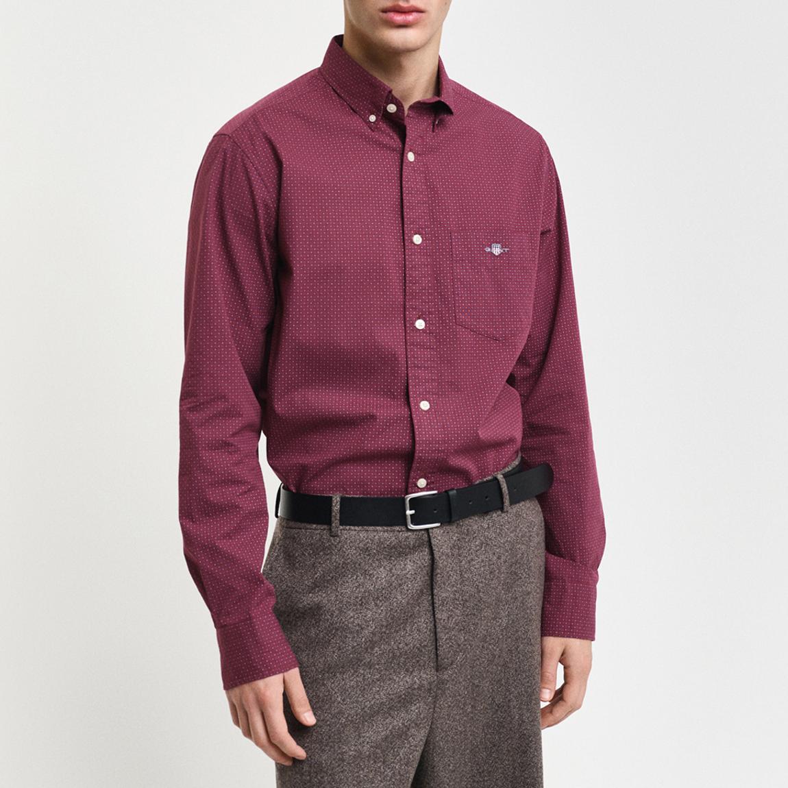 Burgundy Regular Micro Print Cotton Shirt main product photo