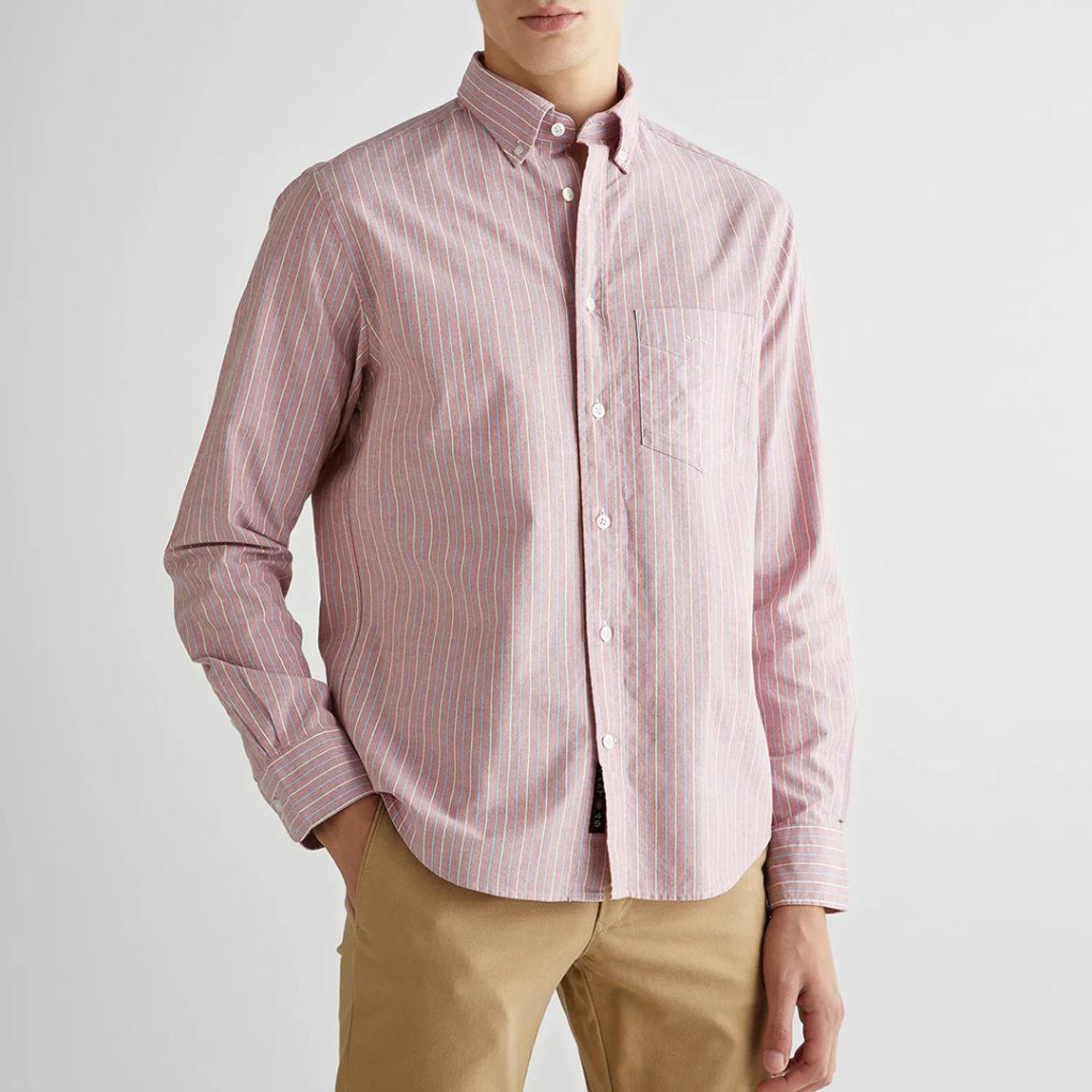 Red/White Stripe Regular Oxford Cotton Shirt main product photo