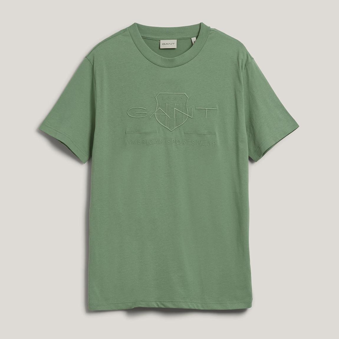 Green Tonal Shield Cotton T-Shirt main product photo