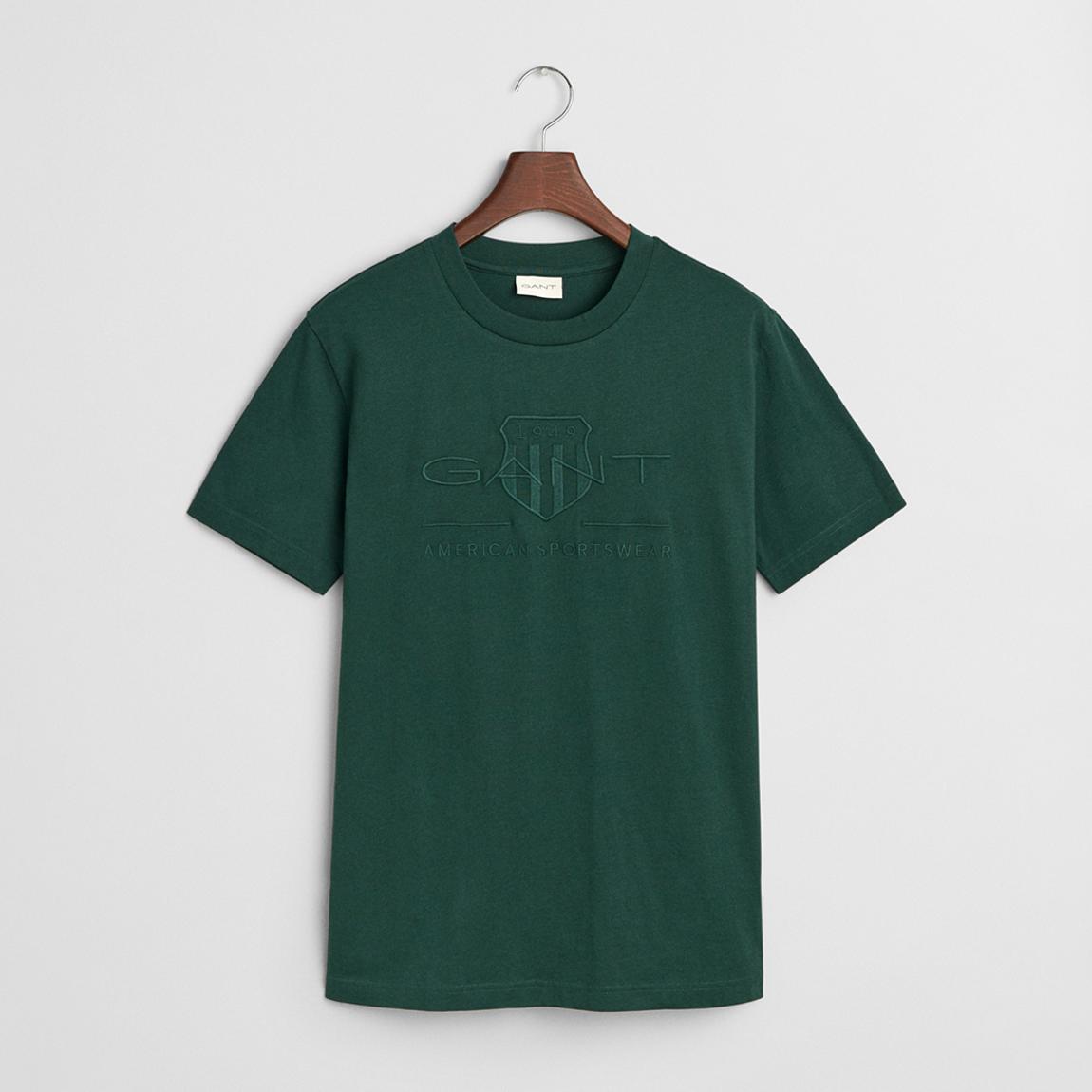 Dark Green Tonal Shield Cotton T-Shirt main product photo