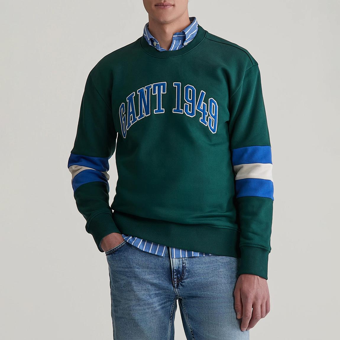 Green Colour block Cotton Sweatshirt main product photo