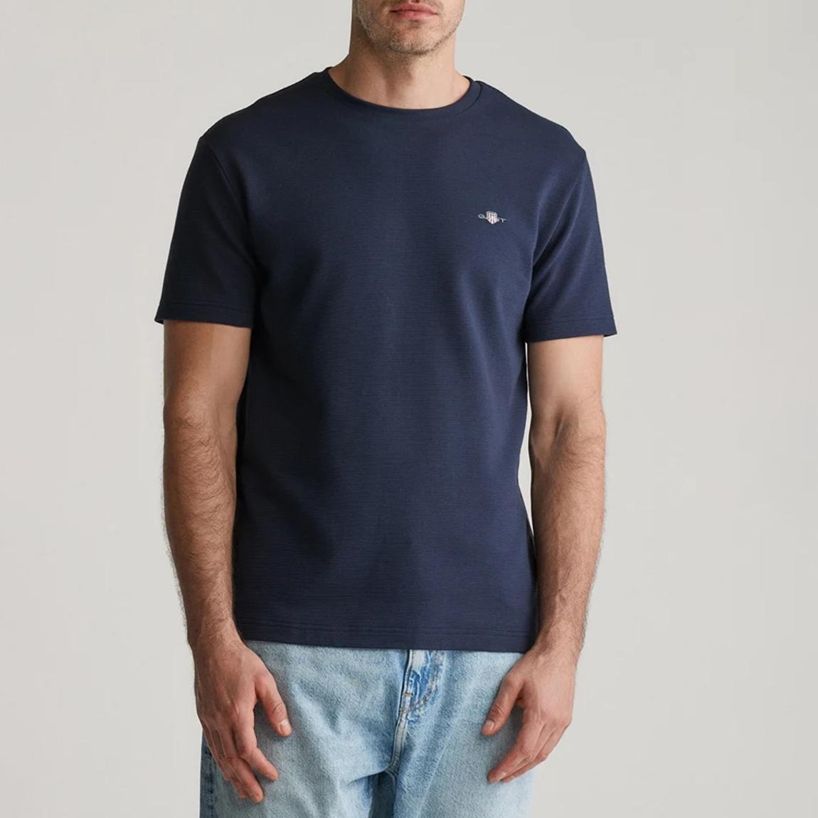 Navy Textured Cotton T-Shirt main product photo