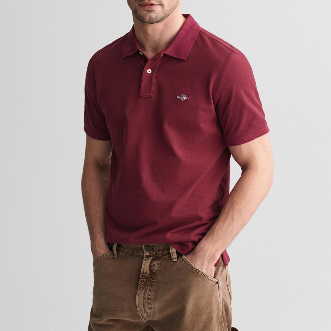 Burgundy Shield Cotton Pique Polo Shirt main product photo