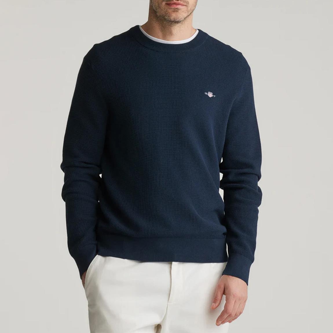Navy Micro Textured Cotton Sweatshirt main product photo