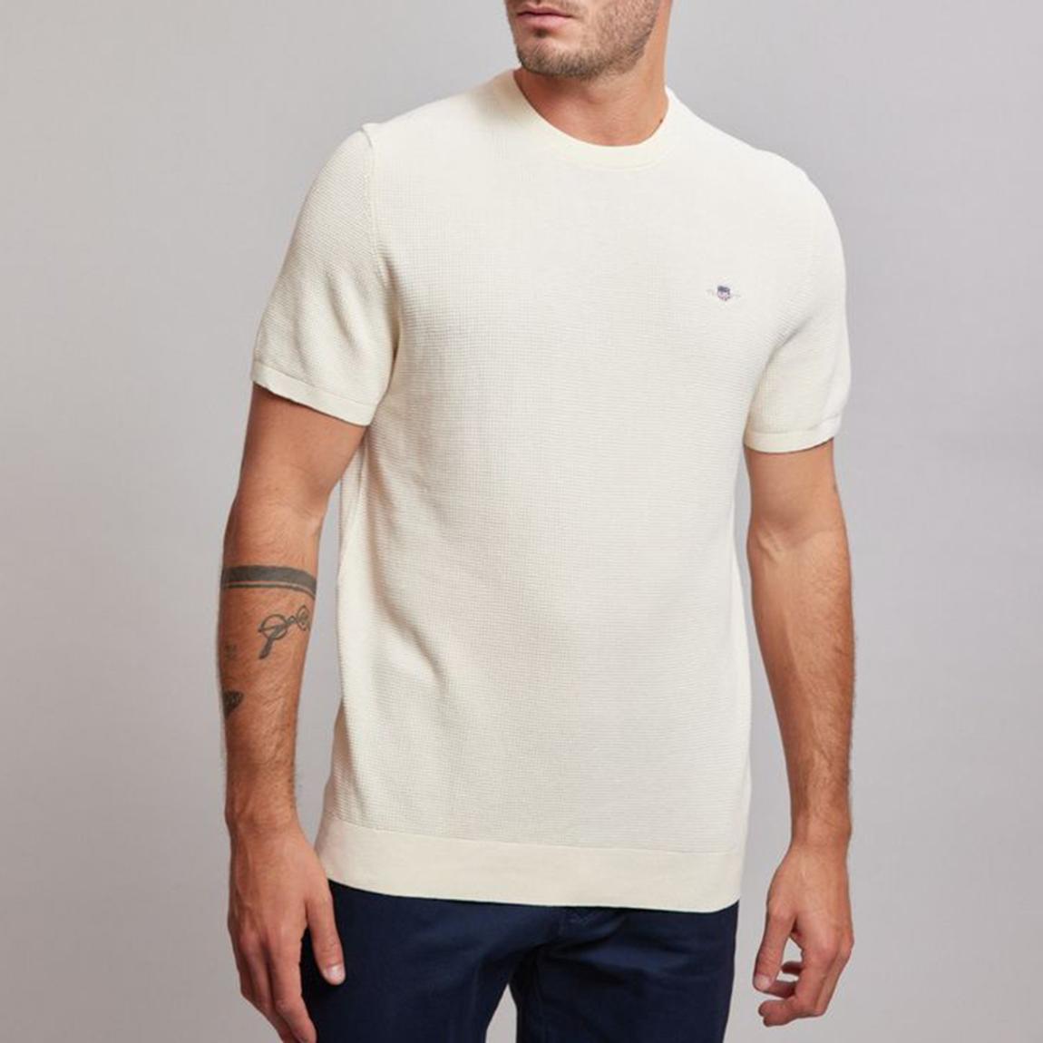Cream Micro Textured Cotton T-Shirt main product photo