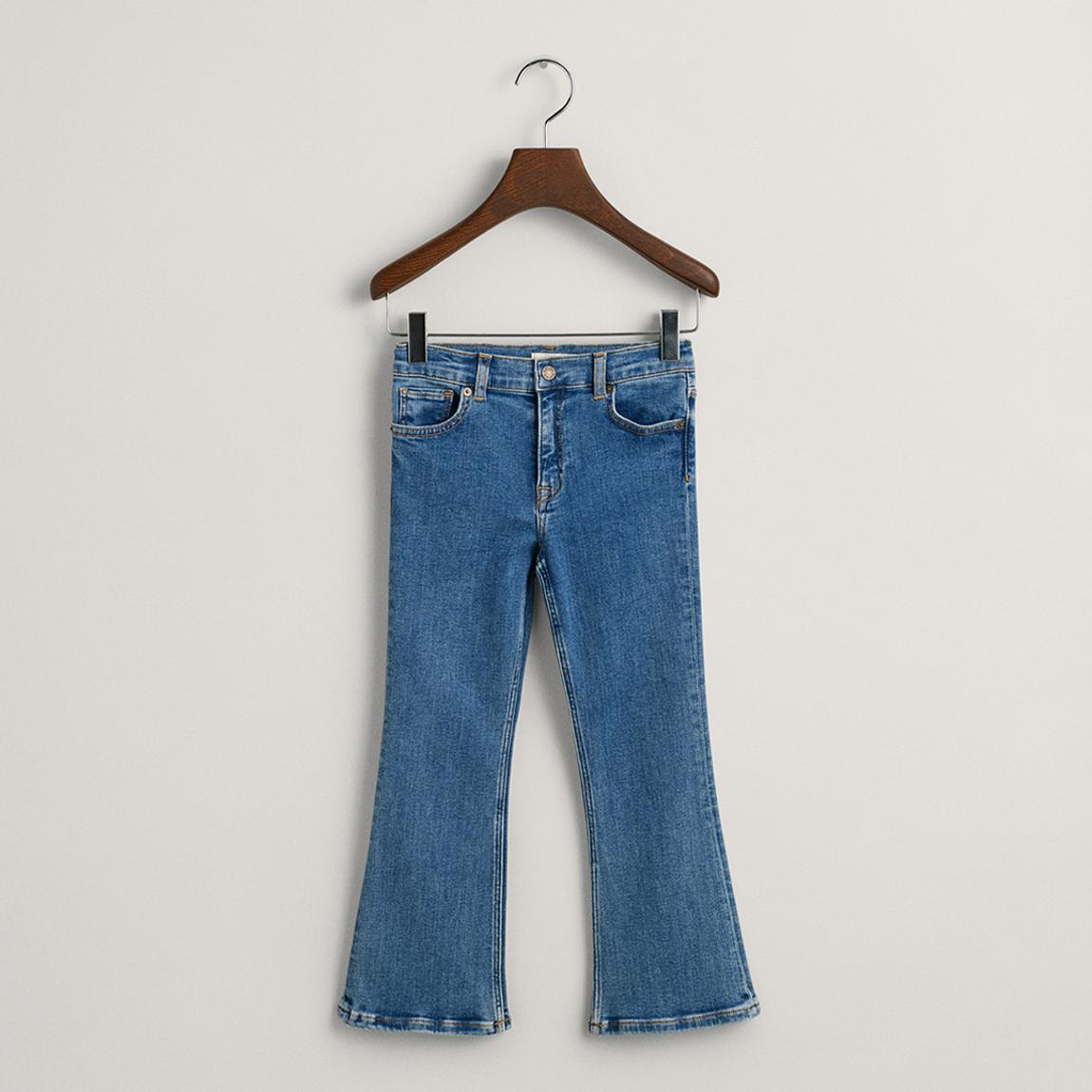 Mid Blue Girls Bootcut Cotton Blend Jean main product photo