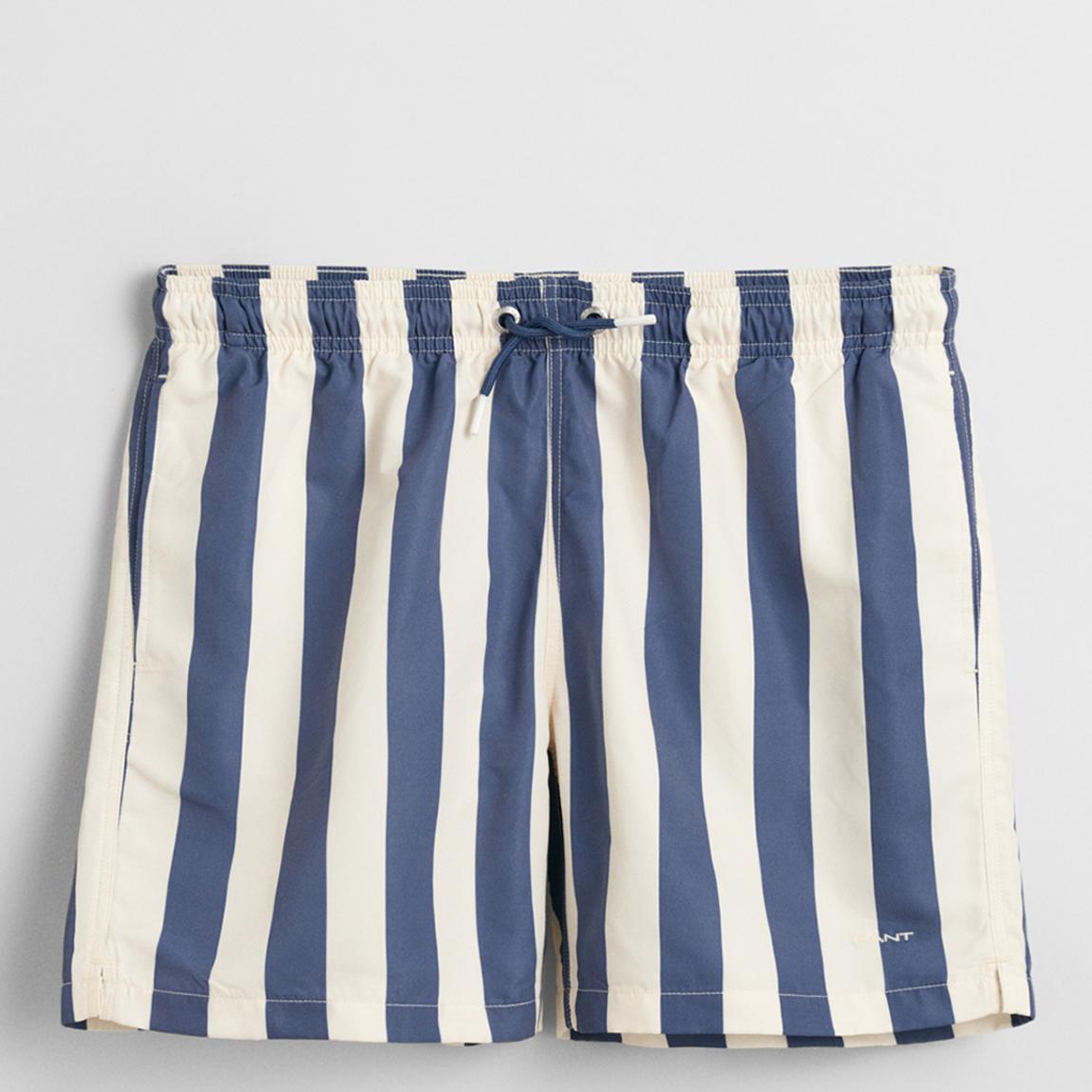 White/Navy Boys' Block Stripe Swim Shorts main product photo