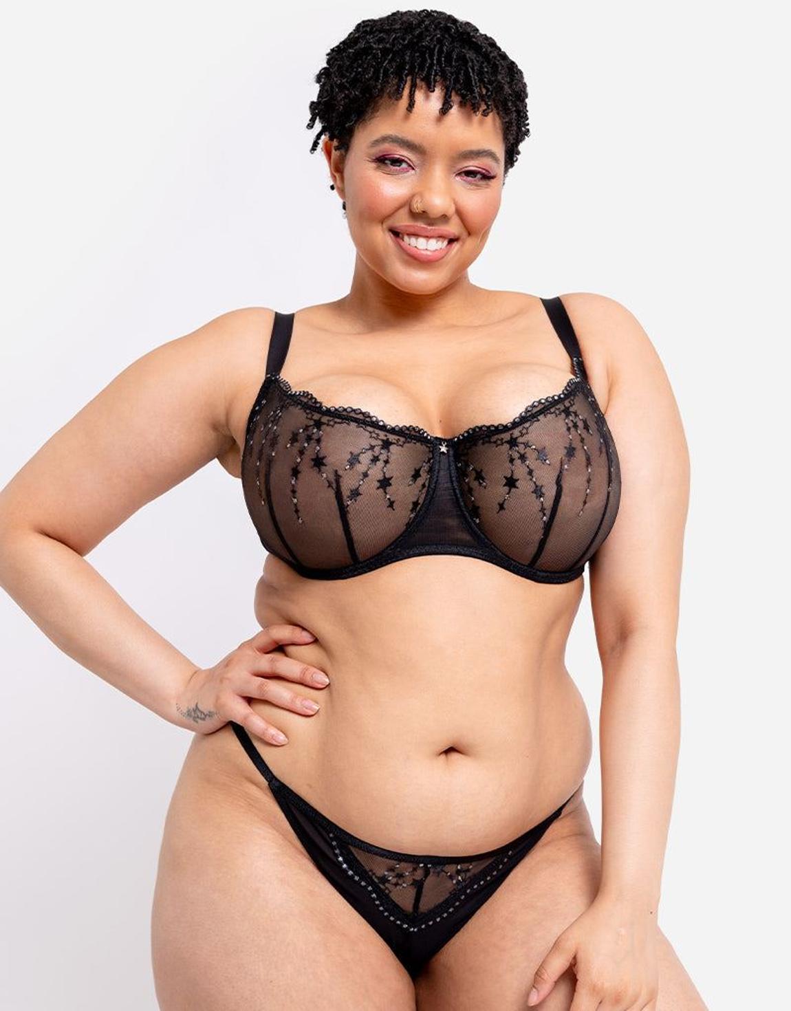Curvy Kate Stardust Balcony Bra Black Sparkle main product photo