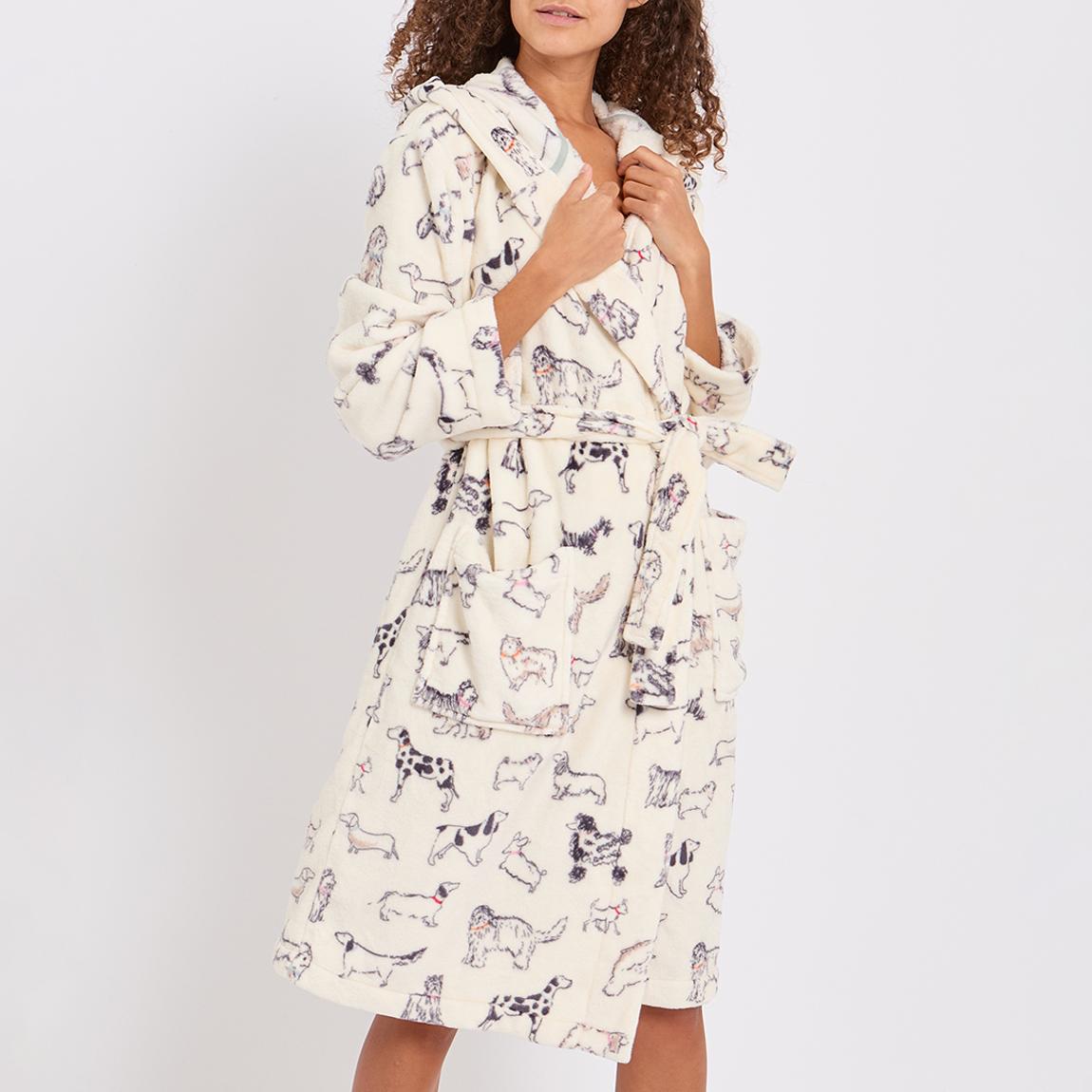Cream All Over Dog Print Dressing Gown main product photo