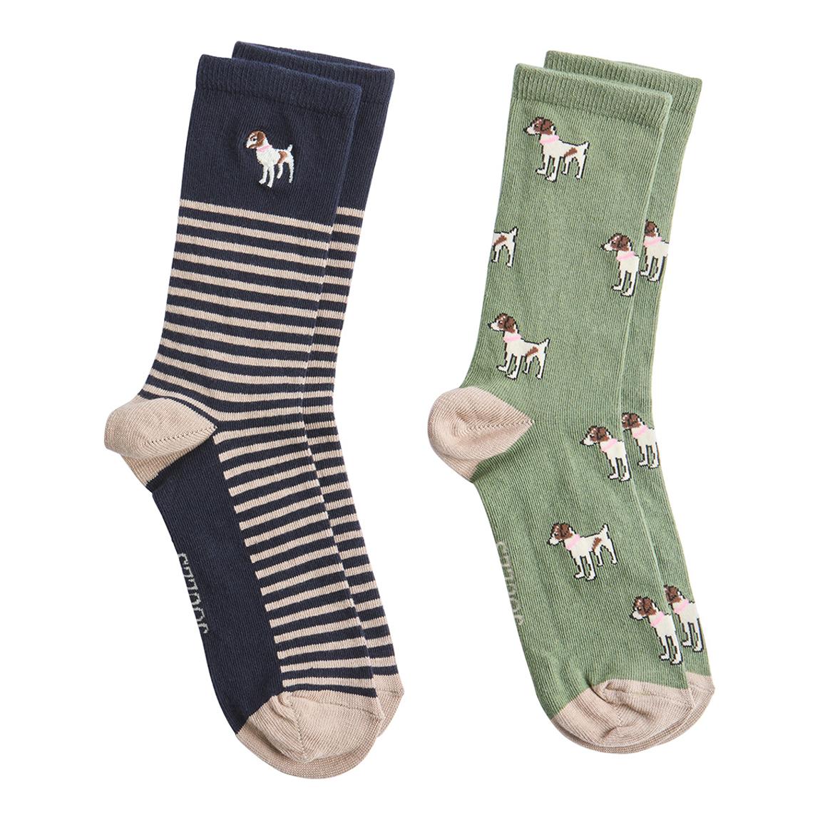Womens Navy & Green Patch Dog 2 Pack Socks main product photo