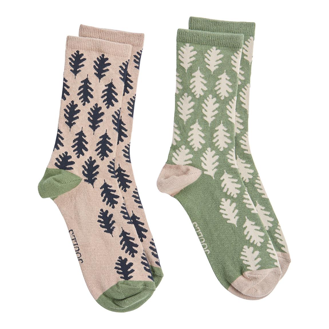 Beige & Green Geo Leaf 2 Pack Socks main product photo