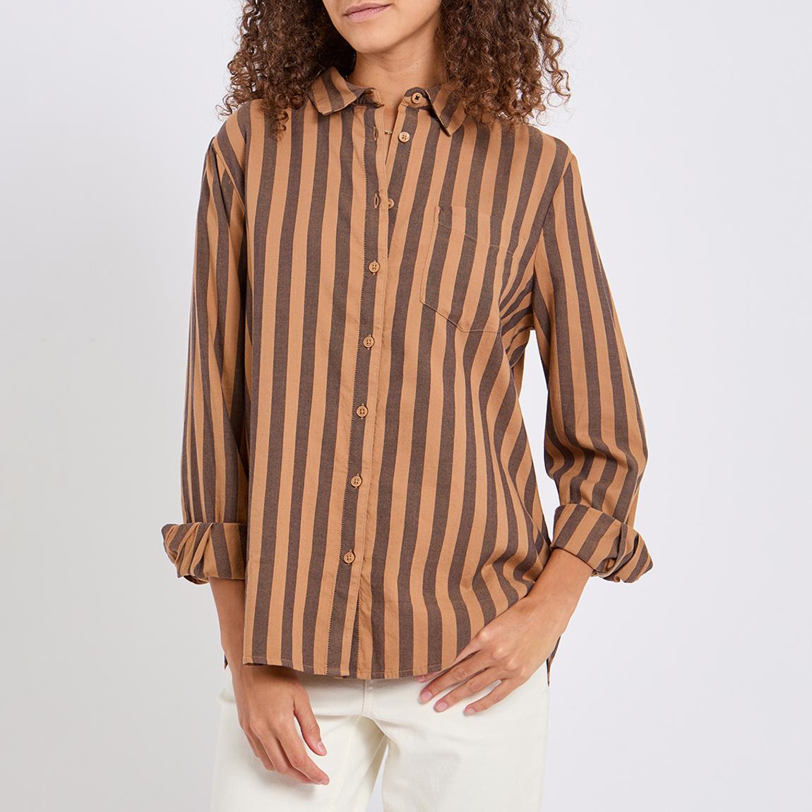 Tan Stripe Relaxed Shirt main product photo