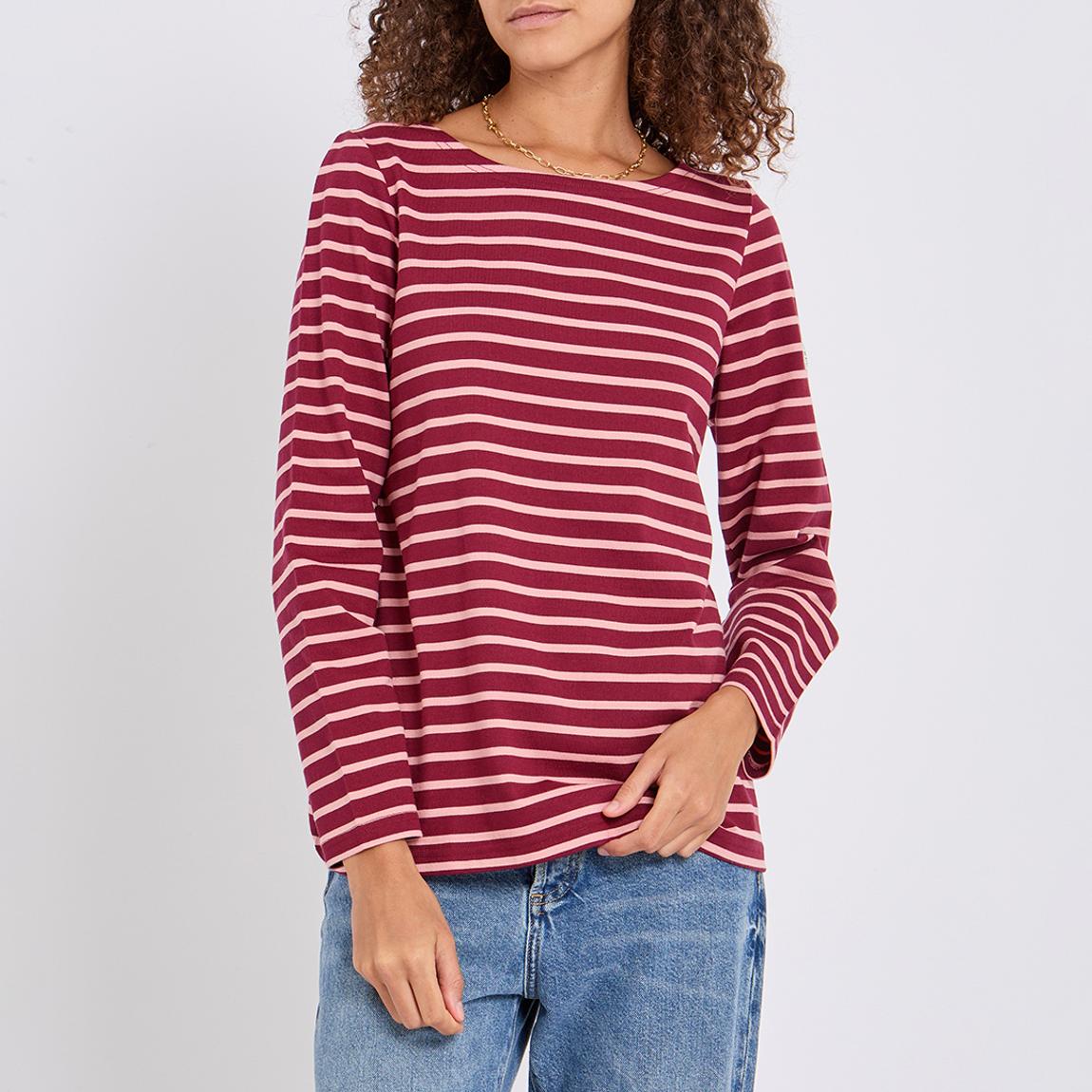 Burgundy/Pink Harbour Stripe Top main product photo