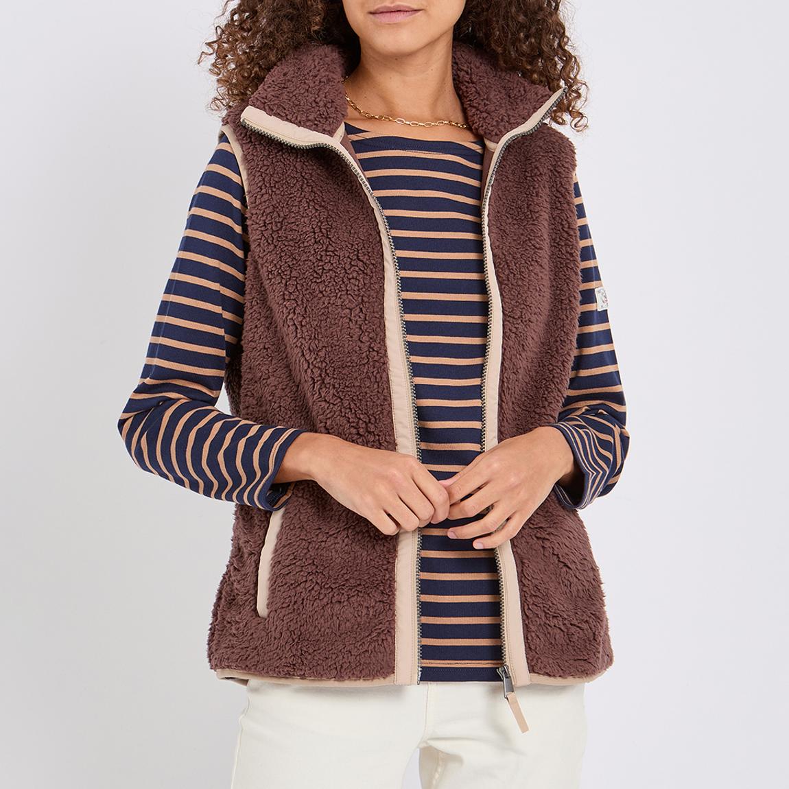 Chocolate Tilly Contrast Zip Fleece Gilet main product photo