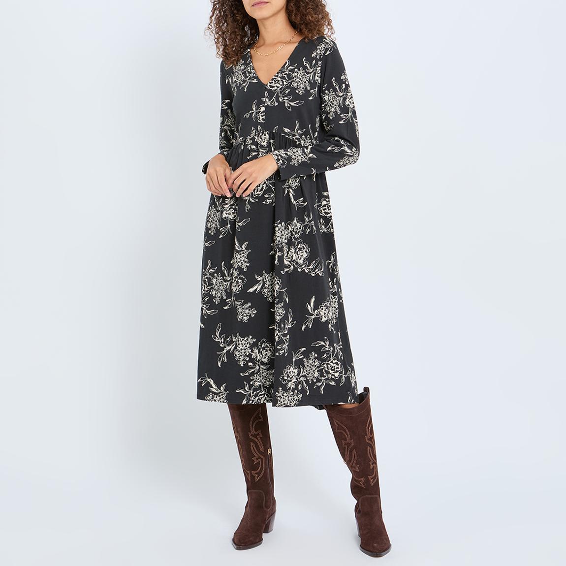 Black Nia Floral Midi Dress main product photo