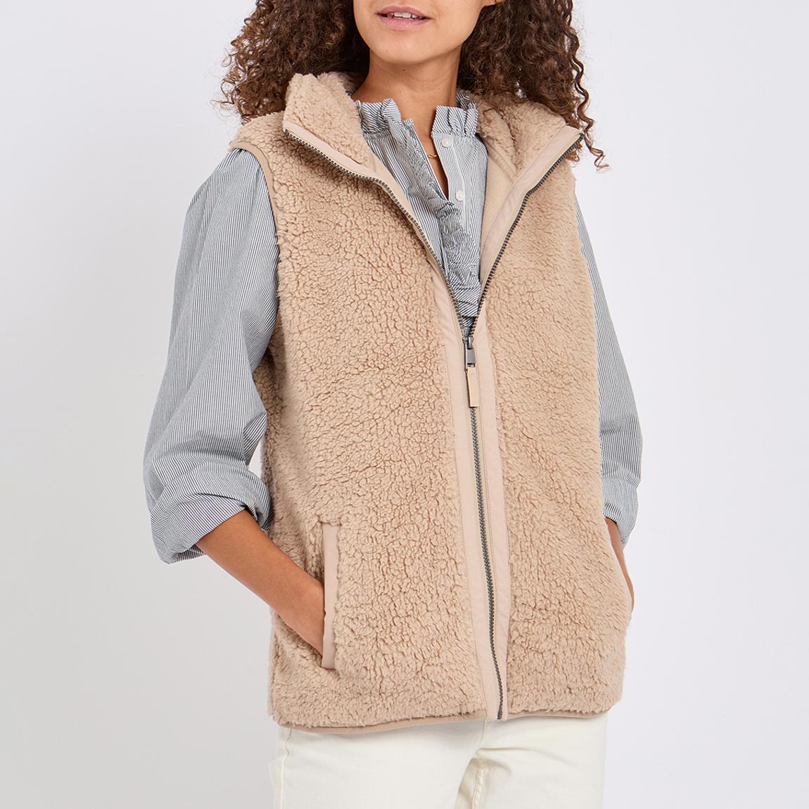 Tan Tilly Zip Borg Fleece Gilet main product photo