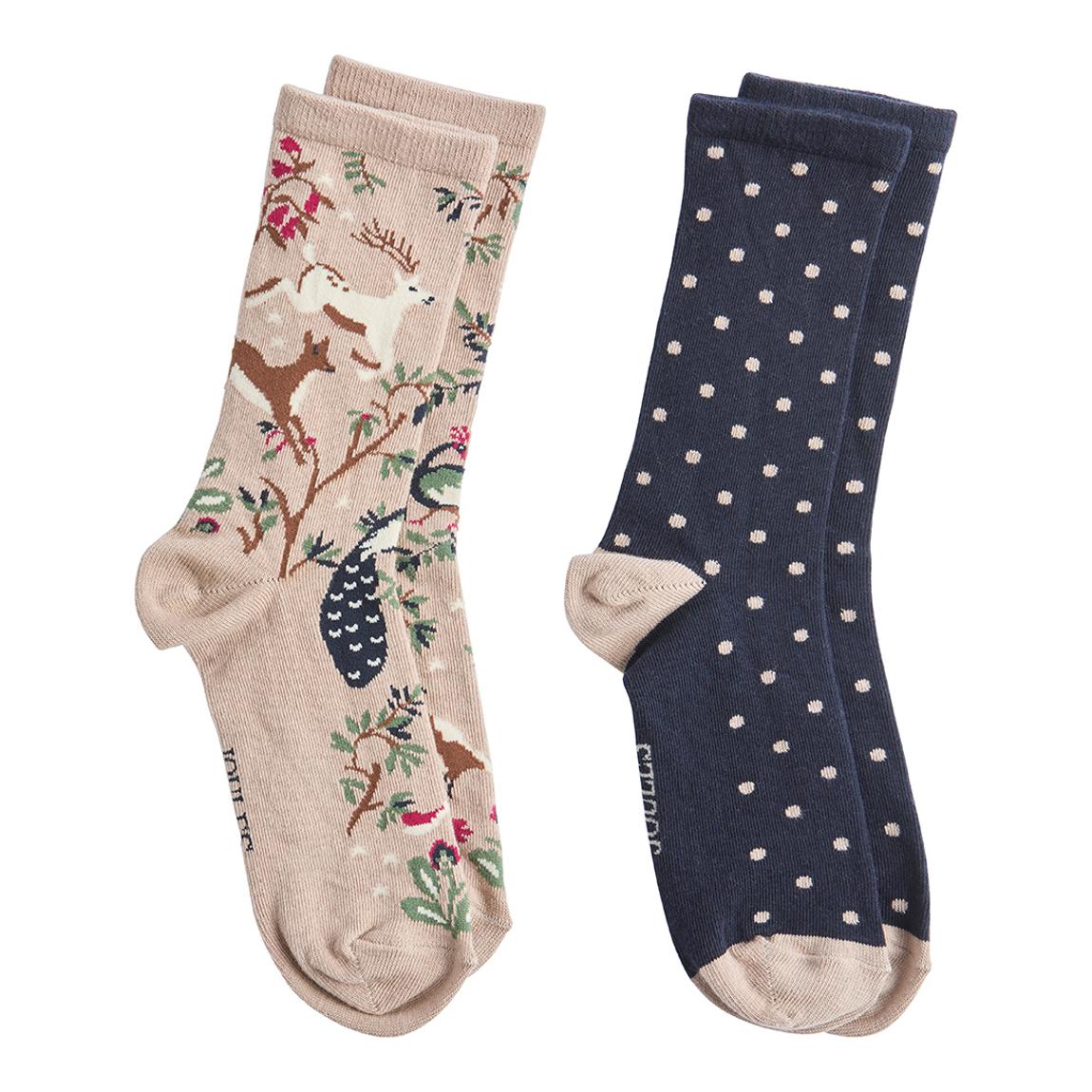 Womens Tan Woodland & Spot 2 Pack Socks main product photo