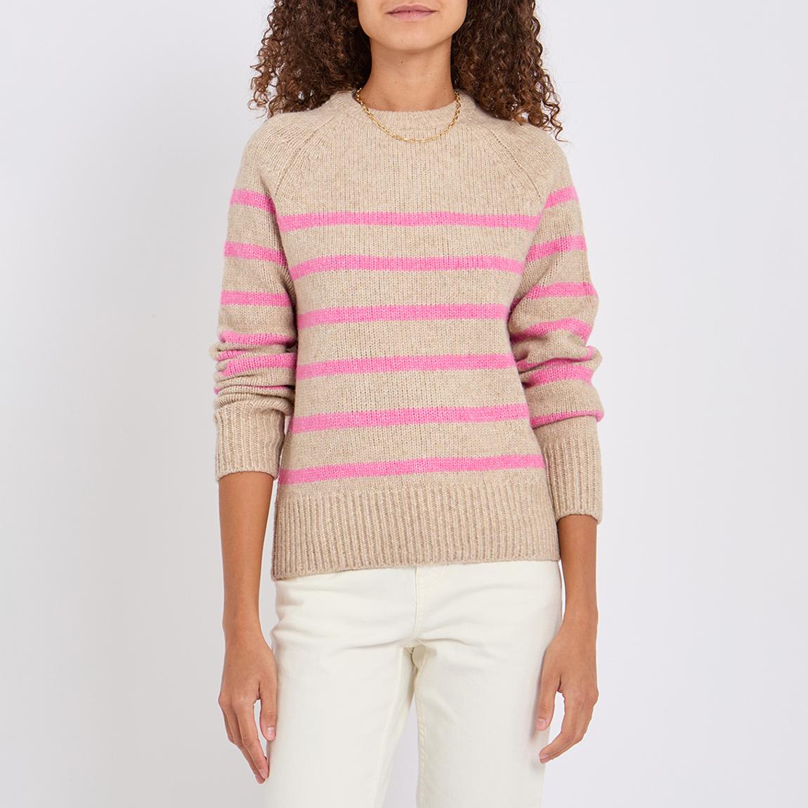 Oatmeal/Pink Stripe Wool Blend Jumper main product photo