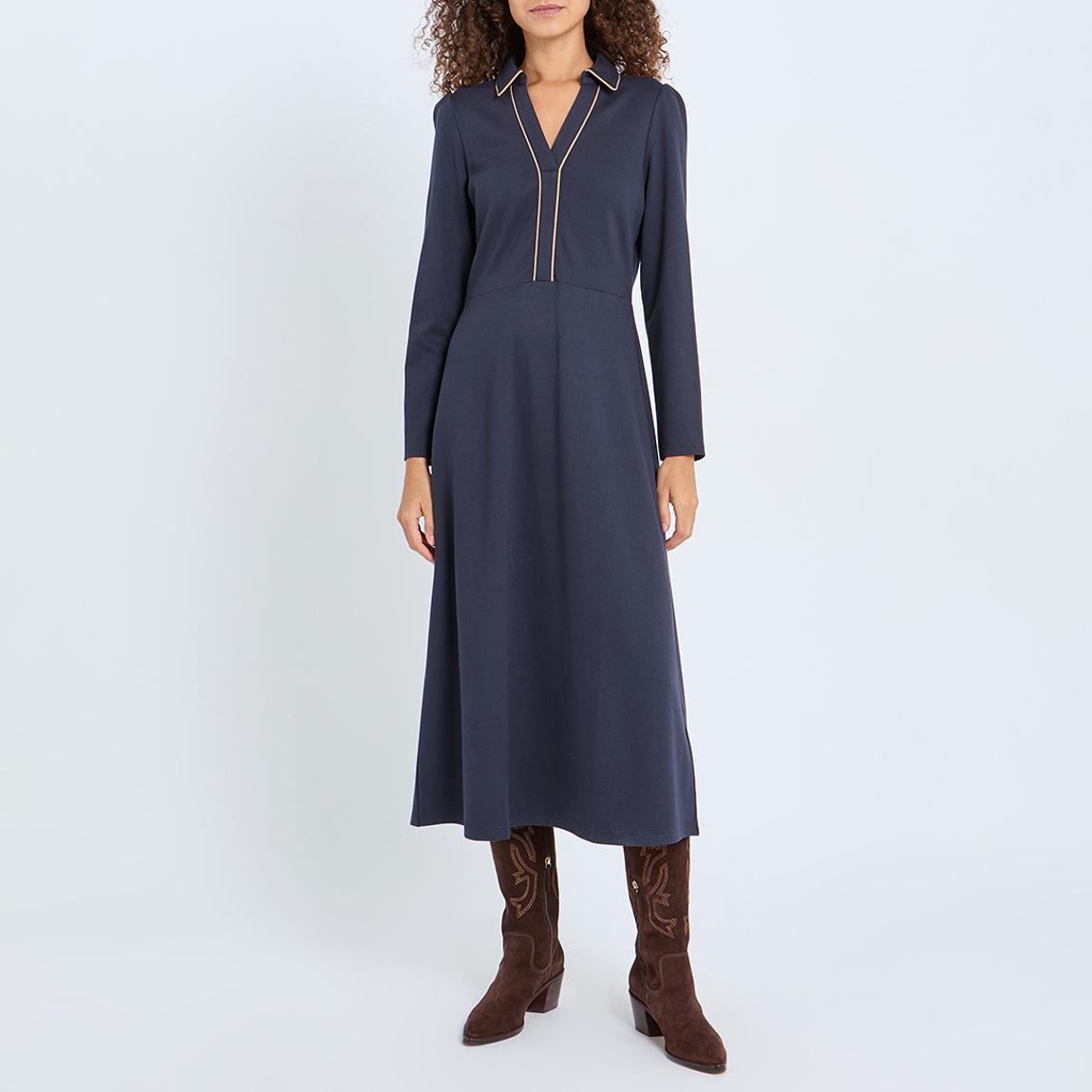 Navy Ponte Contrast Midi Dress main product photo