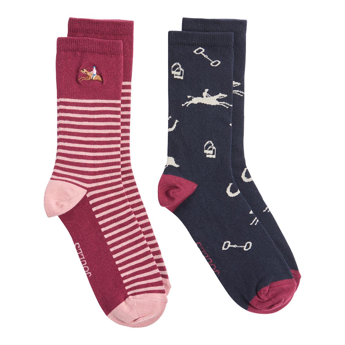 Womens Multi Horse & Stripe 2 Pack Socks main product photo